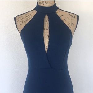 Body on blue halter dress
